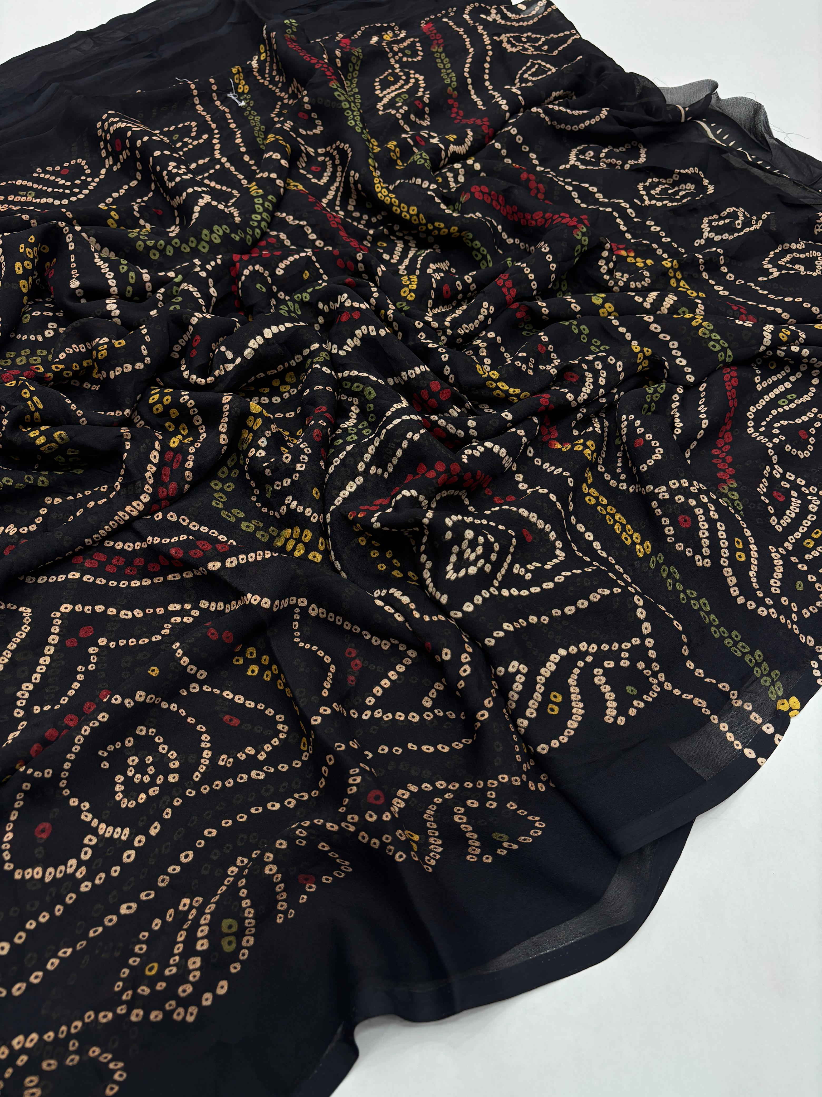 New Festive Wear Pure Moss Crepe Printed Fancy Designer Saree With Blouse