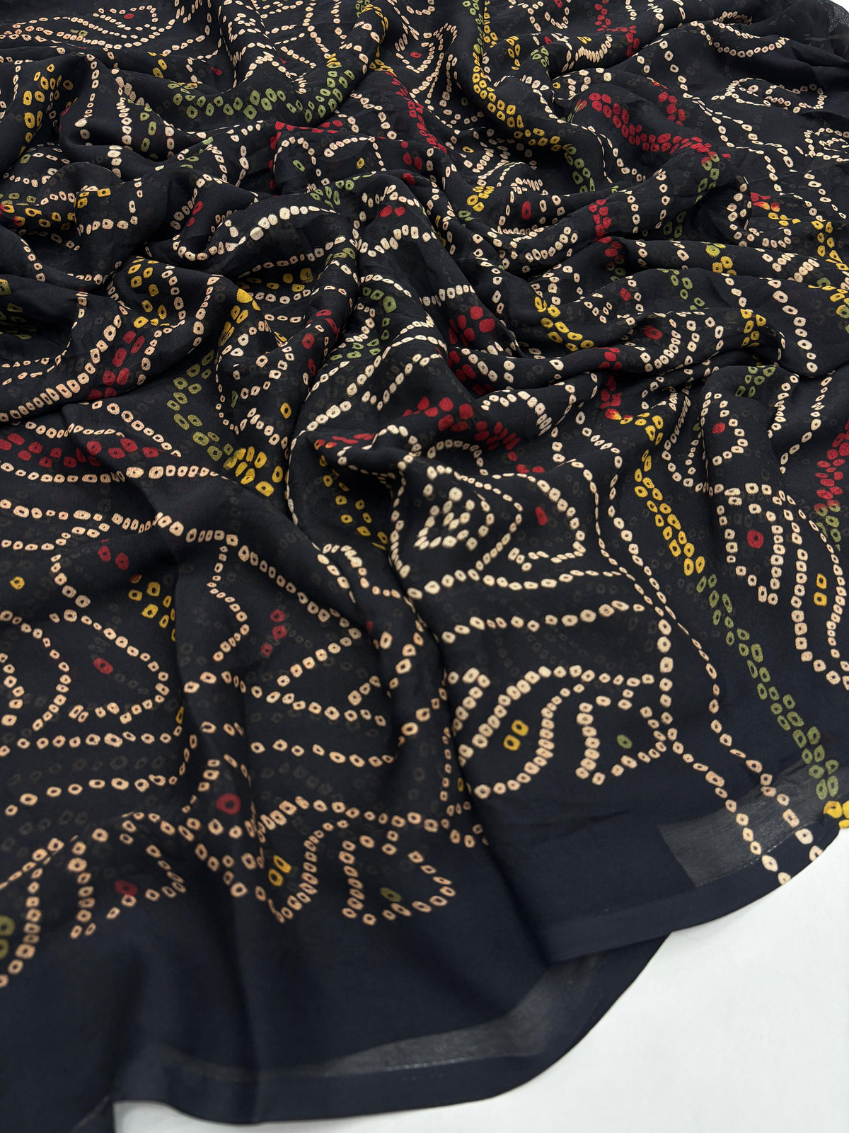 New Festive Wear Pure Moss Crepe Printed Fancy Designer Saree With Blouse