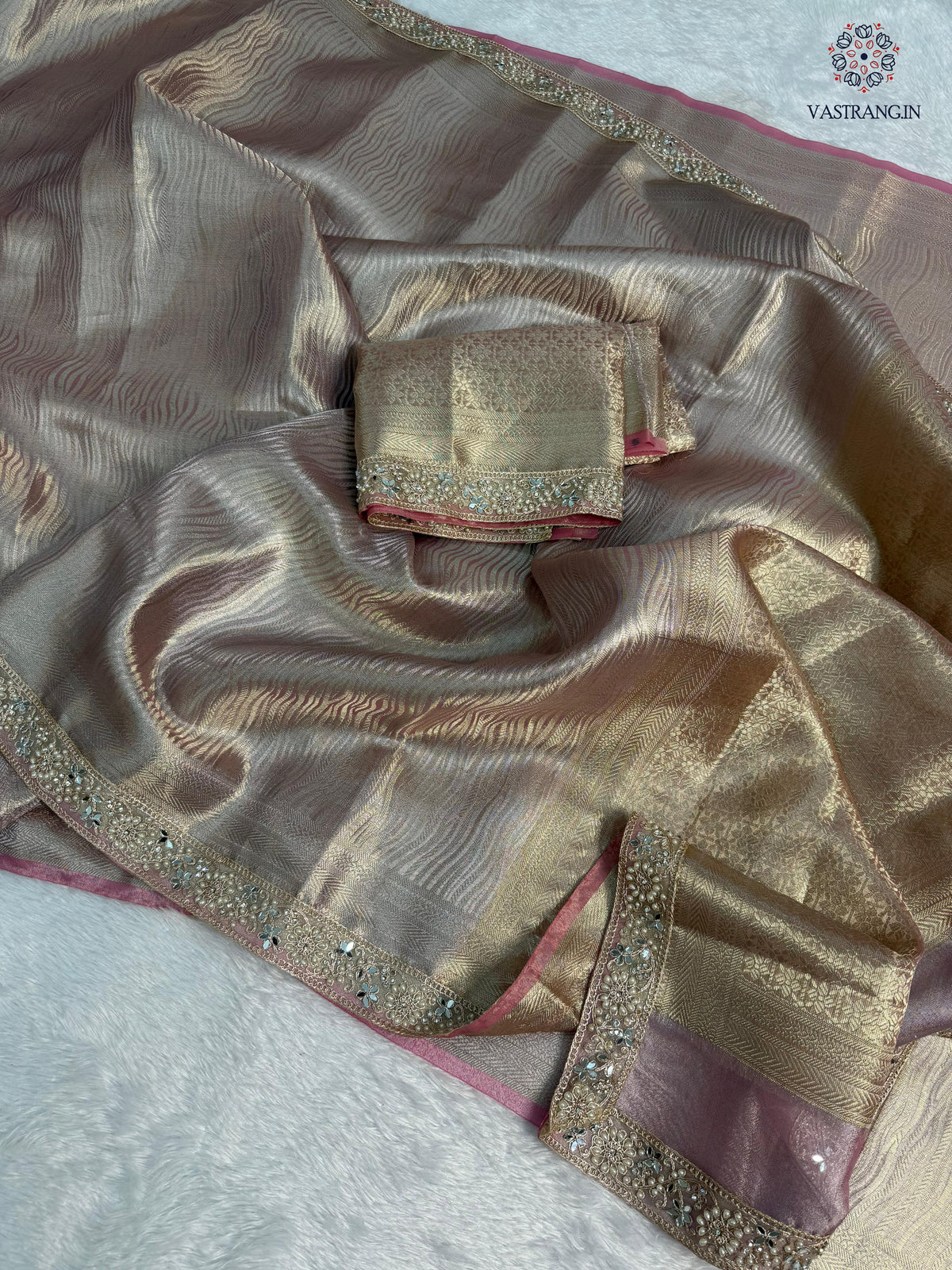 New Wedding Wear Golden Color Kanchipuram Tissue Silk Zari Weaving n Lace Work Designer Saree