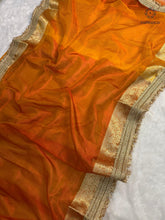 Load image into Gallery viewer, New Orange Color Banarasi Tissue Silk Jacquard n Lace Work Fancy Designer Wedding Wear Saree
