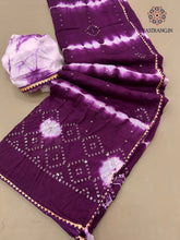 Load image into Gallery viewer, Admirable Soft Chinnon Silk Shibori Printed With Mirror Work Party Wear Saree For Wedding

