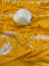 Load image into Gallery viewer, Admirable Soft Chinnon Silk Shibori Printed With Mirror Work Party Wear Saree For Wedding
