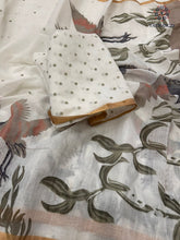 Load image into Gallery viewer, Blossom Party Wear White Colour Soft Cotton Print Fancy Designer Saree
