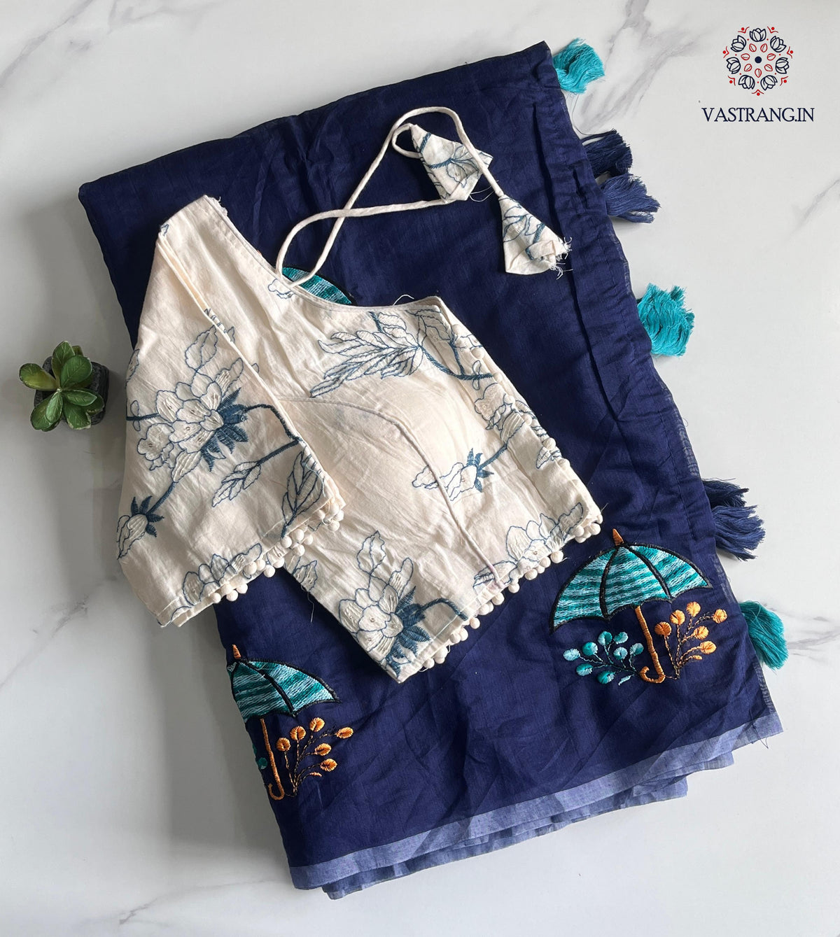 New Party Wear Chanderi Cotton Embroidery n Tussels Work Fancy Designer Saree With Stitched Blouse