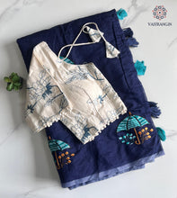 Load image into Gallery viewer, New Party Wear Chanderi Cotton Embroidery n Tussels Work Fancy Designer Saree With Stitched Blouse
