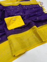 Load image into Gallery viewer, New Wedding Wear Purple Color Pure Dola Silk Zari Jacquard Weaving Work Fancy Designer Saree
