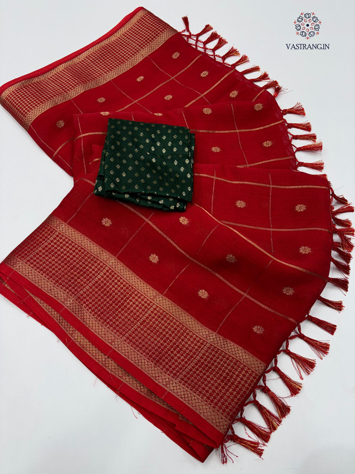 New Wedding Wear Red Color Pure Dola Silk Zari Jacquard Weaving Work Fancy Designer Saree