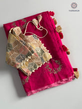 Load image into Gallery viewer, Blossom Chanderi Cotton Embroidery n Tussels Work Fancy Designer Festive Wear Saree With Stitched Blouse
