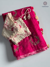 Load image into Gallery viewer, Blossom Chanderi Cotton Embroidery n Tussels Work Fancy Designer Festive Wear Saree With Stitched Blouse
