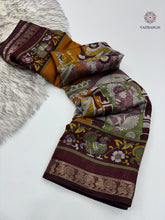 Load image into Gallery viewer, New Festive Wear Mustard Color Pure Mangalkari Viscouse Silk Print n Weaving Work Fancy Designer Saree
