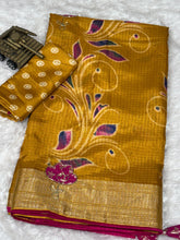 Load image into Gallery viewer, Elegant New Festive Wear Soft Cotton Designer Tussles Print n Weaving Work Saree For Women
