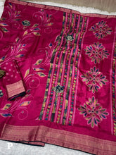 Load image into Gallery viewer, Elegant New Festive Wear Soft Cotton Designer Tussles Print n Weaving Work Saree For Women
