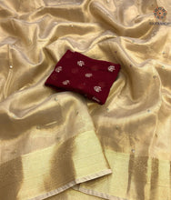 Load image into Gallery viewer, Attractive Tissue Silk Gold Color Sequence n Jacquard Work Fancy Designer Saree For Women
