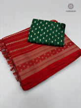 Load image into Gallery viewer, Gorgeous Party Wear Pure Dola Silk Jari Butti With Jacquard Border Designer Blouse Saree For Women
