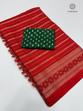 Load image into Gallery viewer, Gorgeous Party Wear Pure Dola Silk Jari Butti With Jacquard Border Designer Blouse Saree For Women
