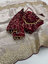 Load image into Gallery viewer, New Partywear Wear Zimmy Choo Silk Embroidery n Sequence Work Fancy Designer Saree With Unstitched Blouse
