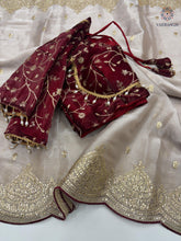 Load image into Gallery viewer, New Partywear Wear Zimmy Choo Silk Embroidery n Sequence Work Fancy Designer Saree With Unstitched Blouse
