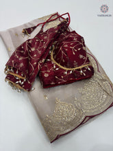 Load image into Gallery viewer, New Partywear Wear Zimmy Choo Silk Embroidery n Sequence Work Fancy Designer Saree With Unstitched Blouse
