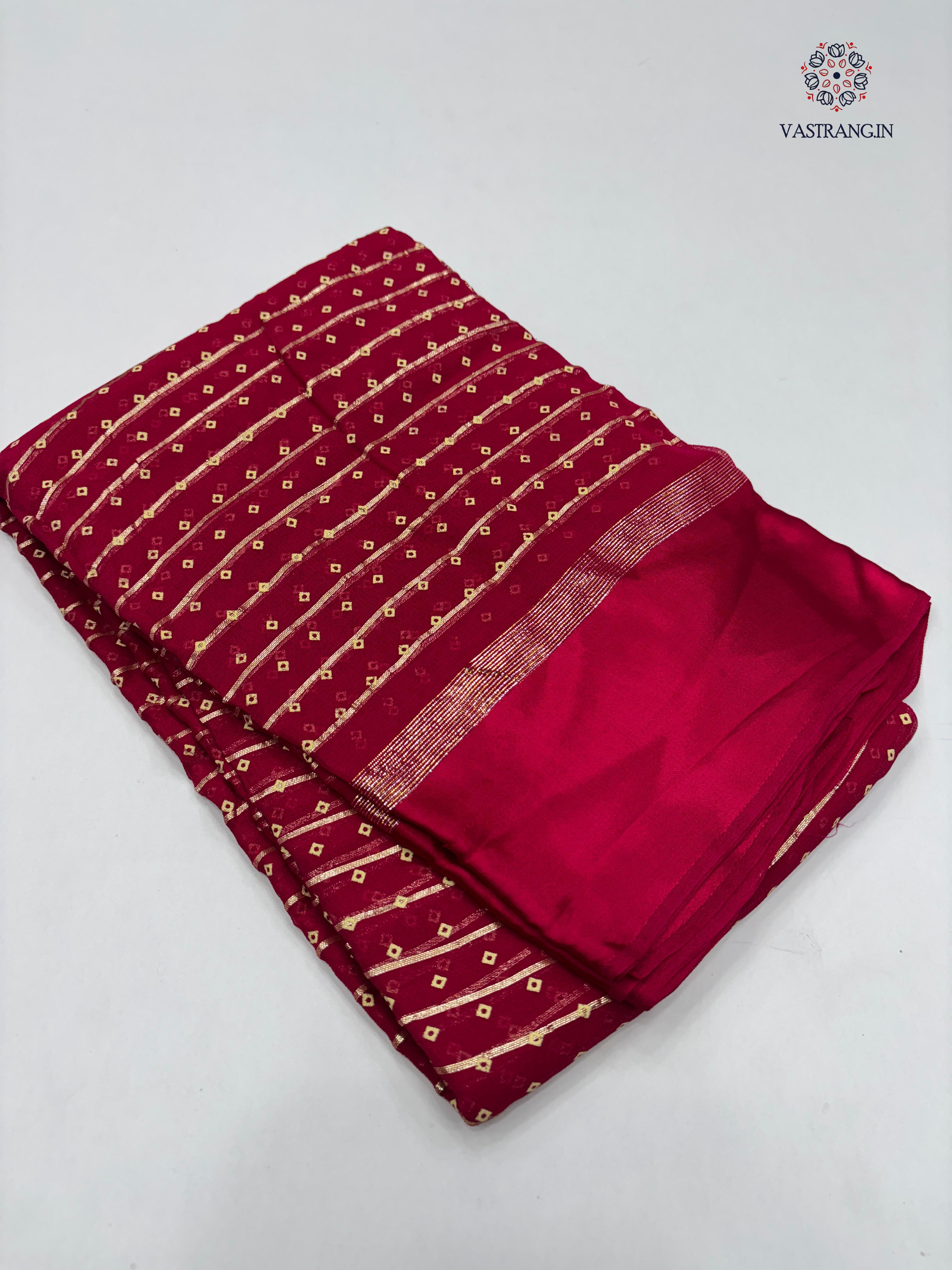 Elegant Party Wear Pure Viscose Georgette Weaving Jacquard Bandhani Print With Satin Border Fancy Desginer Saree For Ceremonial Occasion