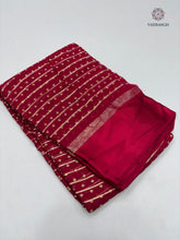 Load image into Gallery viewer, Elegant Party Wear Pure Viscose Georgette Weaving Jacquard Bandhani Print With Satin Border Fancy Desginer Saree For Ceremonial Occasion
