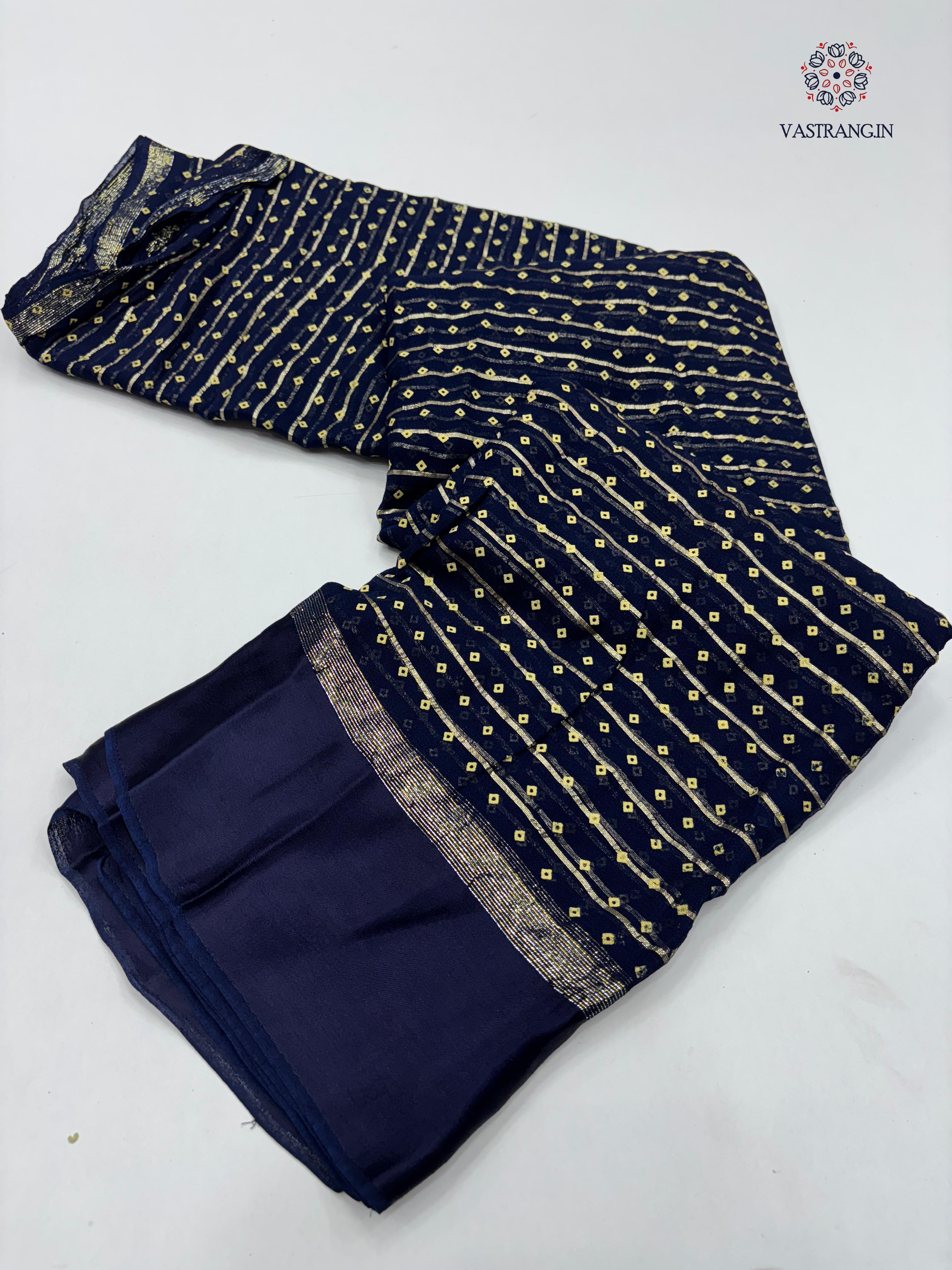 Elegant Party Wear Pure Viscose Georgette Weaving Jacquard Bandhani Print With Satin Border Fancy Desginer Saree For Ceremonial Occasion