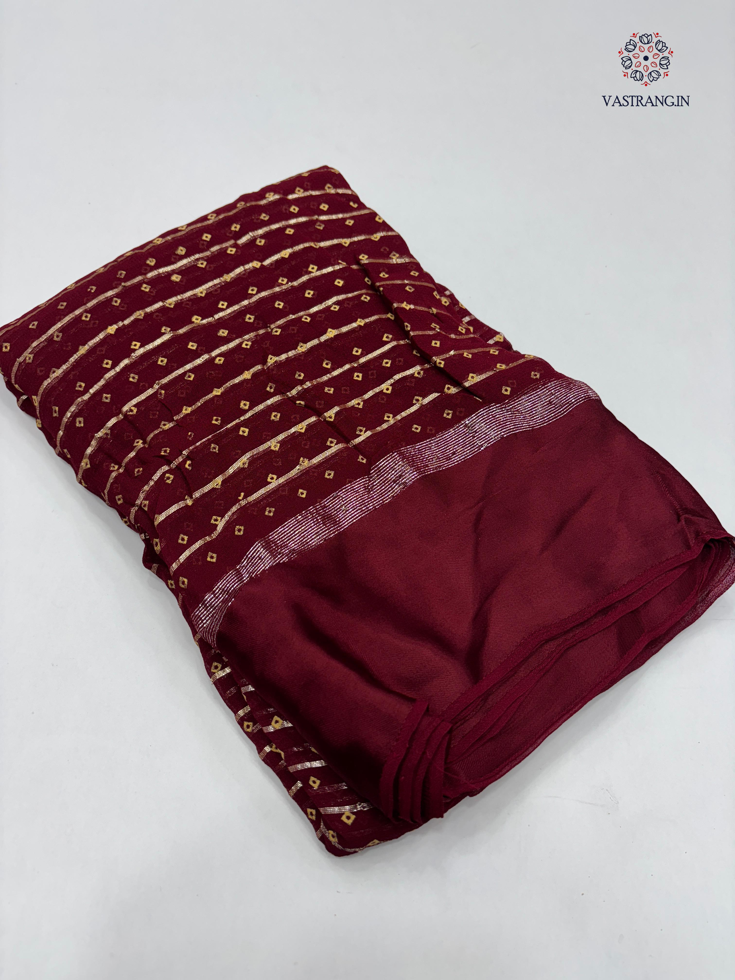 Elegant Party Wear Pure Viscose Georgette Weaving Jacquard Bandhani Print With Satin Border Fancy Desginer Saree For Ceremonial Occasion
