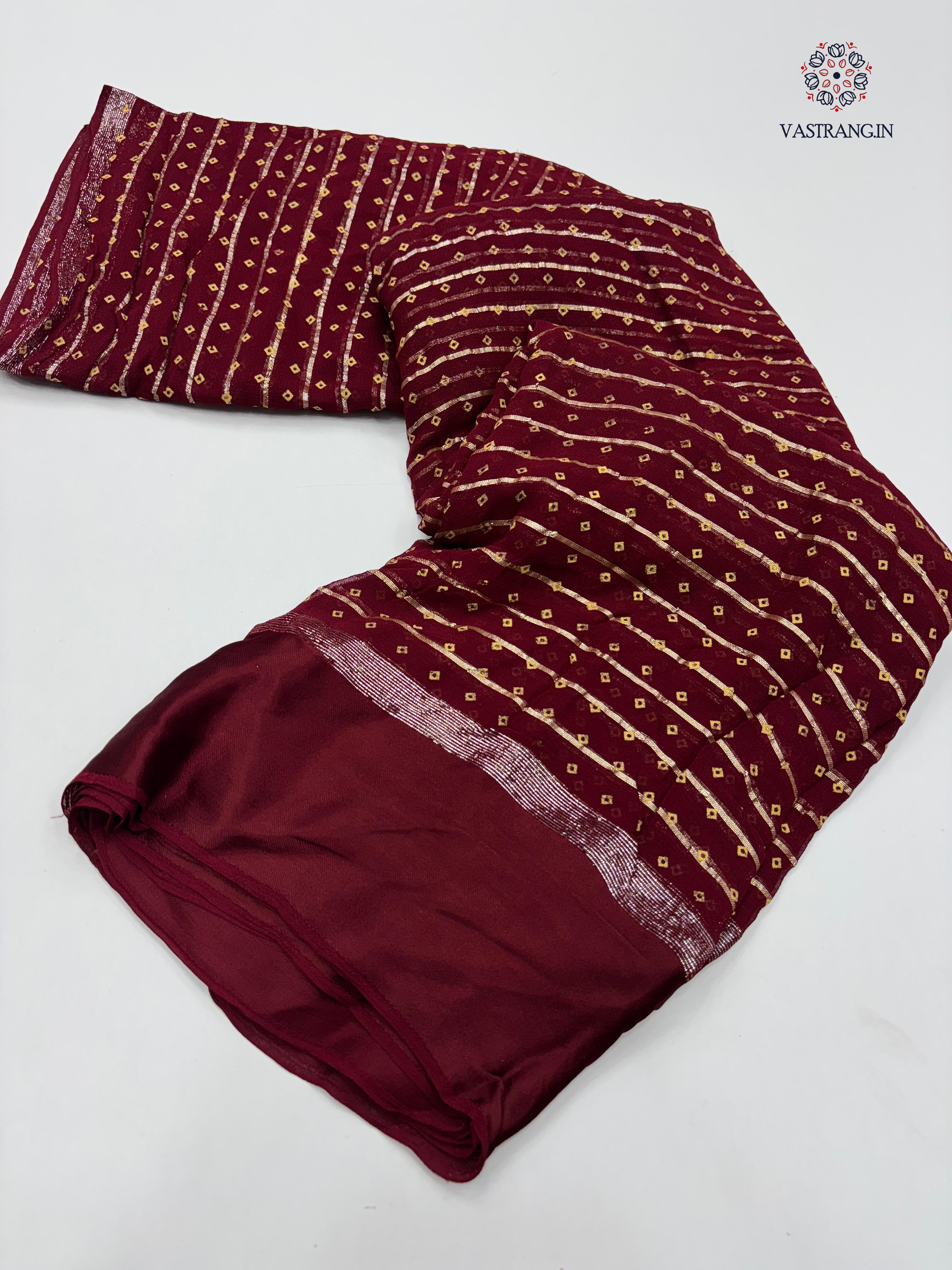 Elegant Party Wear Pure Viscose Georgette Weaving Jacquard Bandhani Print With Satin Border Fancy Desginer Saree For Ceremonial Occasion