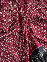 Load image into Gallery viewer, New Wedding Wear Black n Maroon Color Mul Cotton Print n Ajrak Rich Pallu Work Designer Saree With Stunner Blouse Piece
