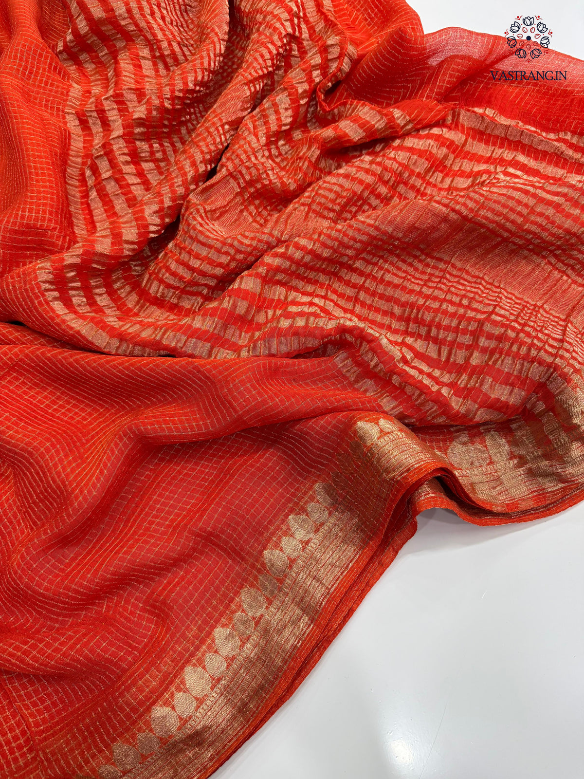 Marvellous Function Wear Orange Colour Viscose Georgette Zari Work With Elegant Pallu Desginer Saree With Blouse