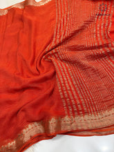 Load image into Gallery viewer, Marvellous Function Wear Orange Colour Viscose Georgette Zari Work With Elegant Pallu Desginer Saree With Blouse

