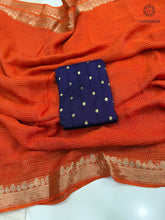 Load image into Gallery viewer, Marvellous Function Wear Orange Colour Viscose Georgette Zari Work With Elegant Pallu Desginer Saree With Blouse
