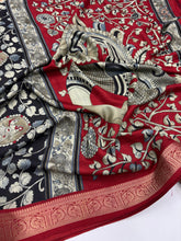 Load image into Gallery viewer, Bloosom Party Wear Pure Mangalkari Viscose Silk Print n Weaving Work Fancy Designer Saree For Women
