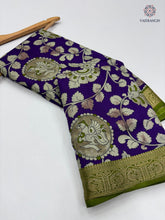 Load image into Gallery viewer, Bloosom Party Wear Pure Mangalkari Viscose Silk Print n Weaving Work Fancy Designer Saree For Women
