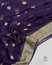 Load image into Gallery viewer, New Festive Wear Purple Color Viscose Georgette Jacquard Weaving Work Fancy Designer Saree
