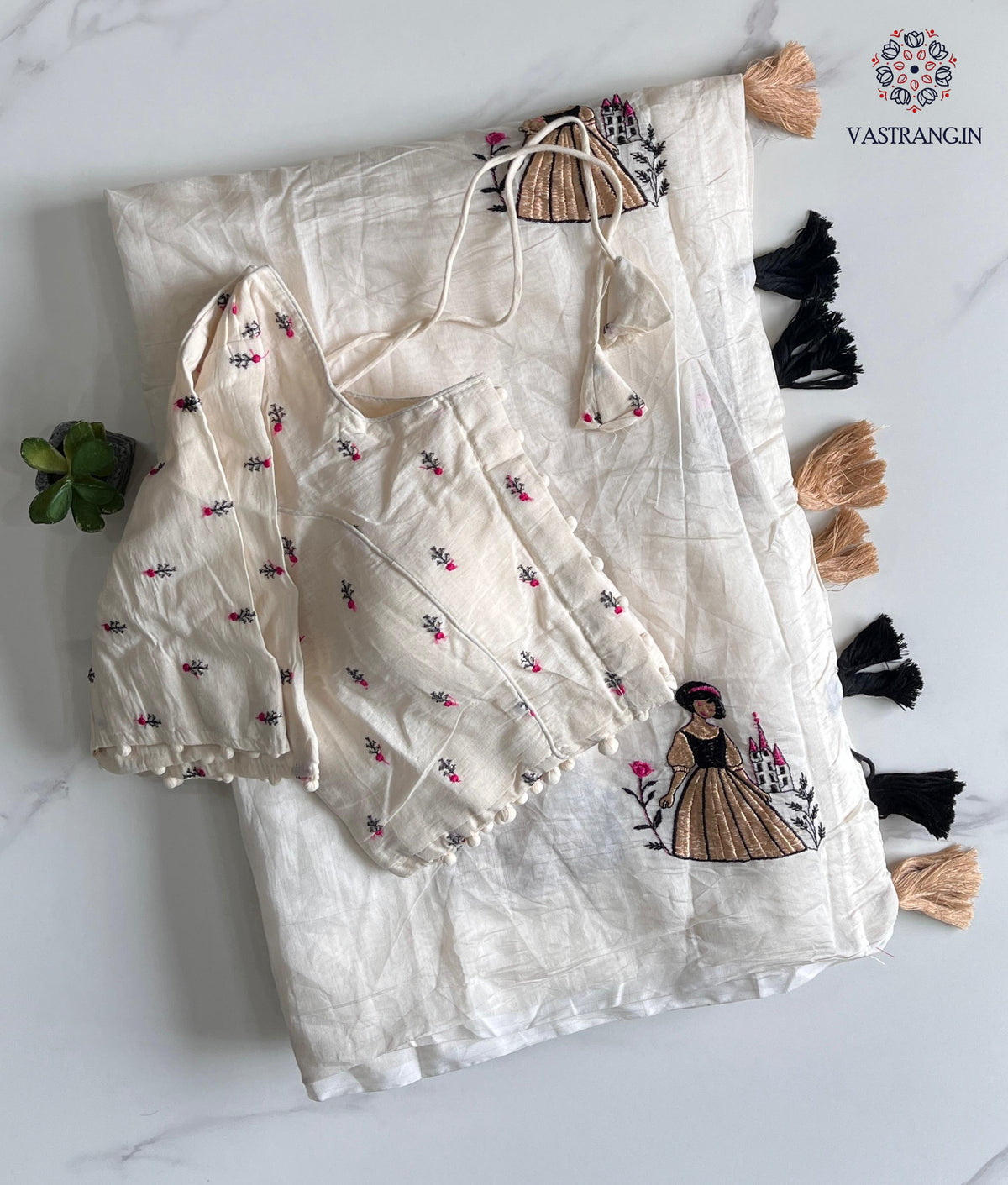 Gorgeous Party Wear Chanderi Cotton Embroidery n Tussels Work Fancy Designer Festive Wear Saree With Stitched Blouse