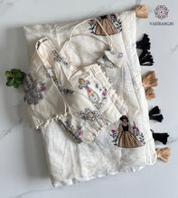 Load image into Gallery viewer, Gorgeous Party Wear Chanderi Cotton Embroidery n Tussels Work Fancy Designer Festive Wear Saree With Stitched Blouse
