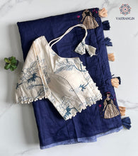 Load image into Gallery viewer, Gorgeous Party Wear Chanderi Cotton Embroidery n Tussels Work Fancy Designer Festive Wear Saree With Stitched Blouse
