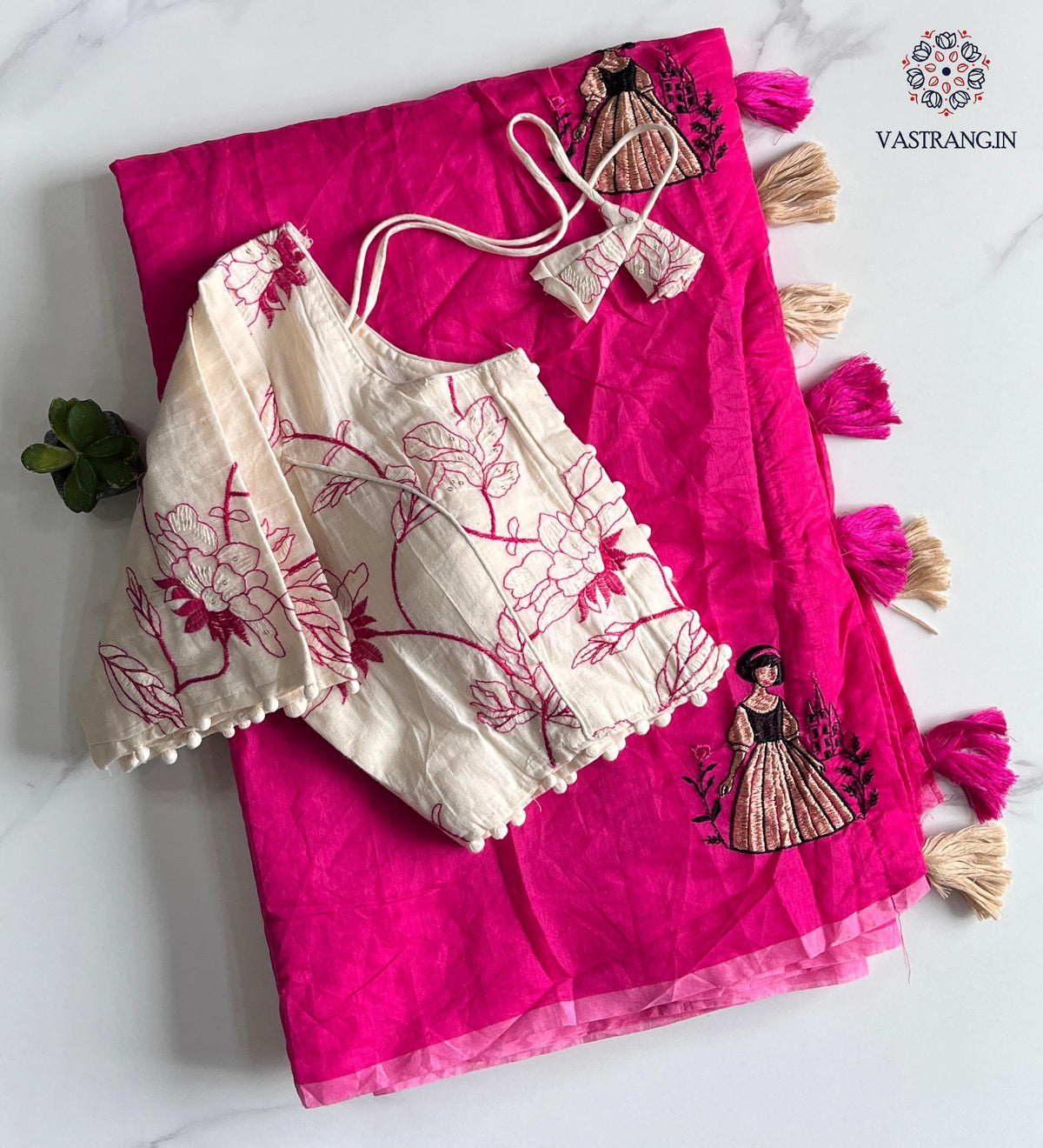 Gorgeous Party Wear Chanderi Cotton Embroidery n Tussels Work Fancy Designer Festive Wear Saree With Stitched Blouse