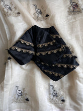 Load image into Gallery viewer, Gorgeous Party Wear Off White Colour Chanderi Cotton Embroidery n Tussels Work Fancy Designer Saree With Stitched Blouse
