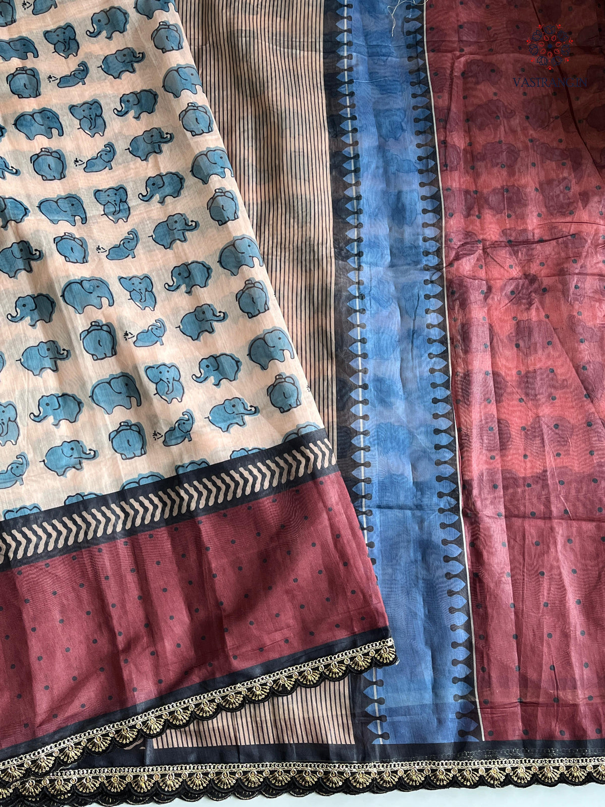 New Festive Wear Off White Color Chanderi Slub Cotton Print Sequence Lace n Rich Pallu Work Designer Saree With Stunner Blouse Piece