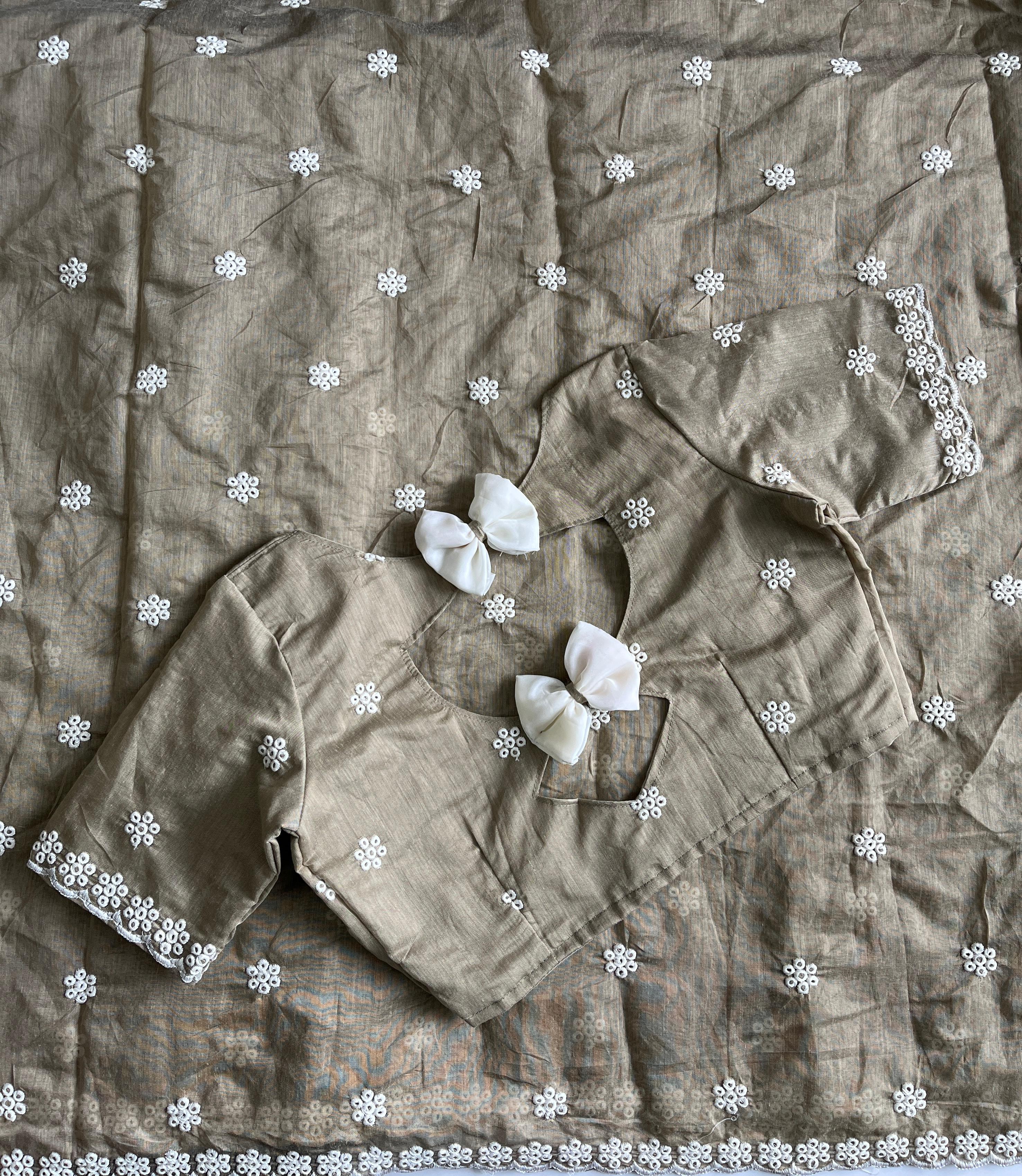 Elegant Function Wear Chanderi Cotton White Thread Work Fancy Designer Saree With Unstitched Blouse