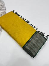Load image into Gallery viewer, Surreptitious Yellow Color Pure Dola Silk Jacquard Weaving With Tassles Work Fancy Designer Saree With Classic Blouse Piece
