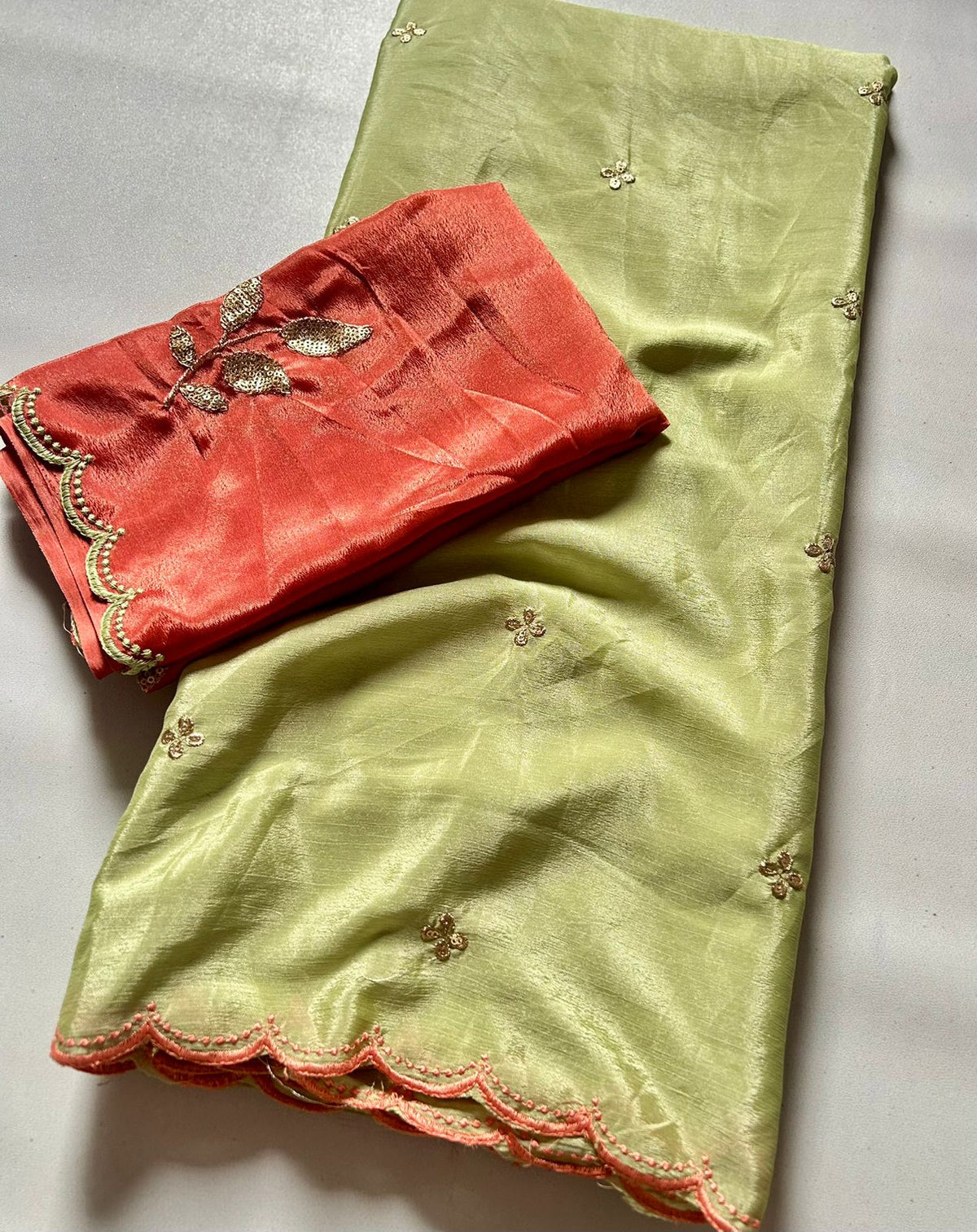 Fantabulous Party Wear Soft Chinnon Silk Heavy Sequence Buta Jari Work N Border Fancy Designer Saree Contrast Blouse For Wedding
