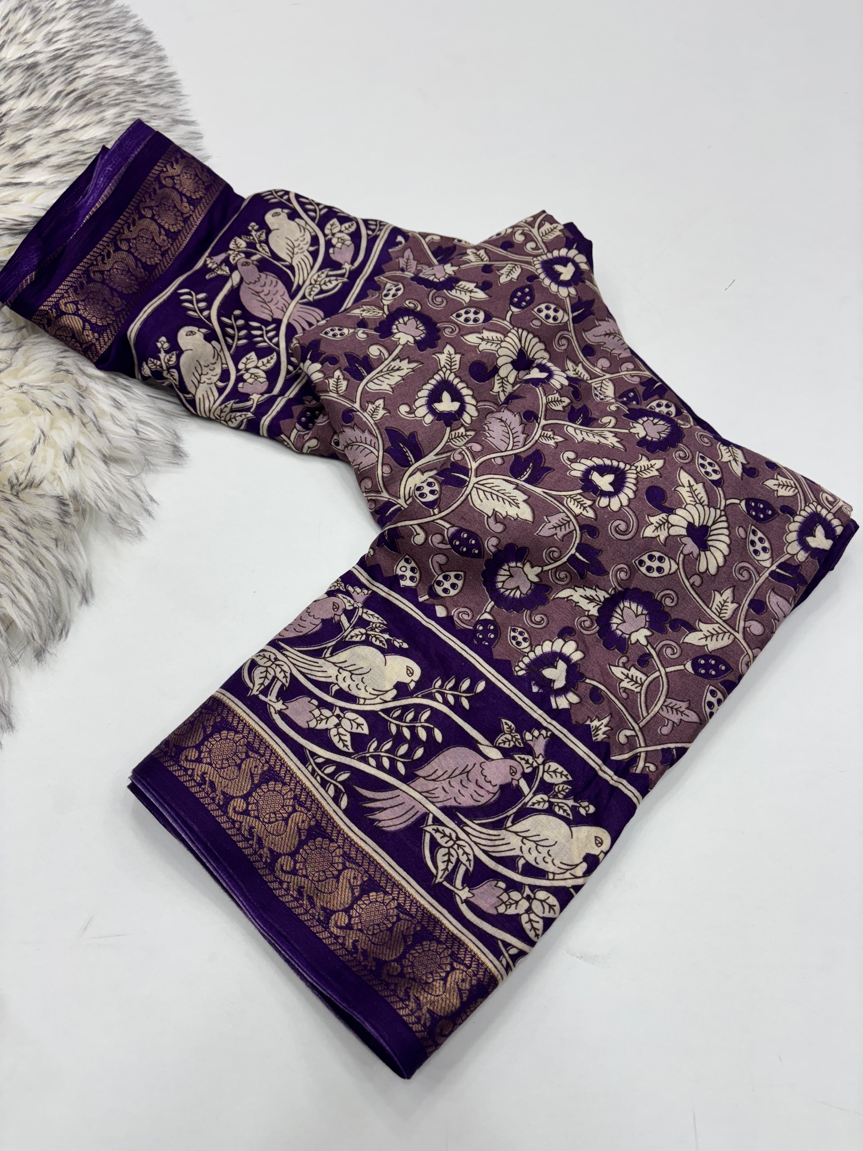 Dazzling Party Wear Pure Mangalkari Viscose Silk Print With Jacquard Work Rich Pallu Fancy Designer Saree For Women
