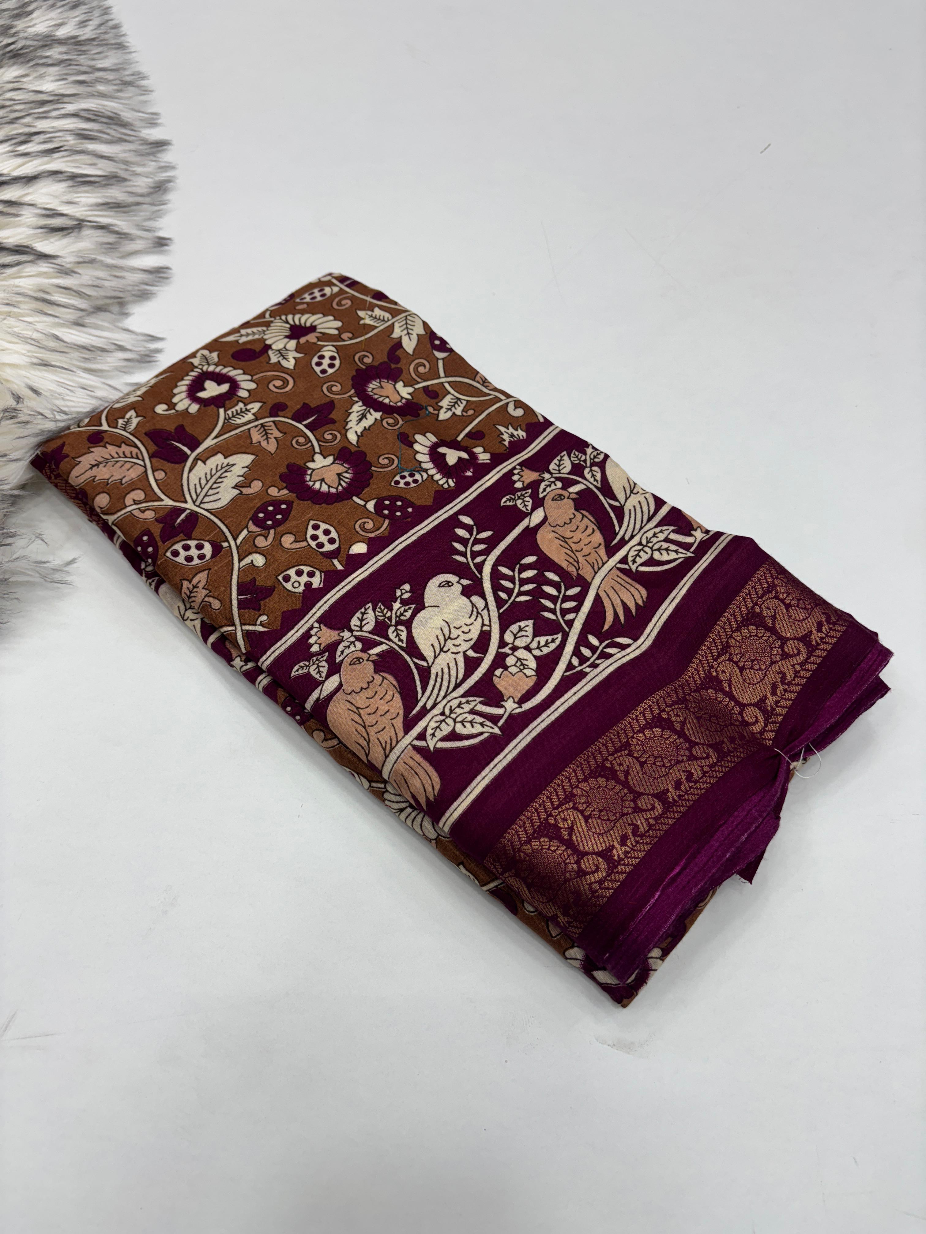Dazzling Party Wear Pure Mangalkari Viscose Silk Print With Jacquard Work Rich Pallu Fancy Designer Saree For Women