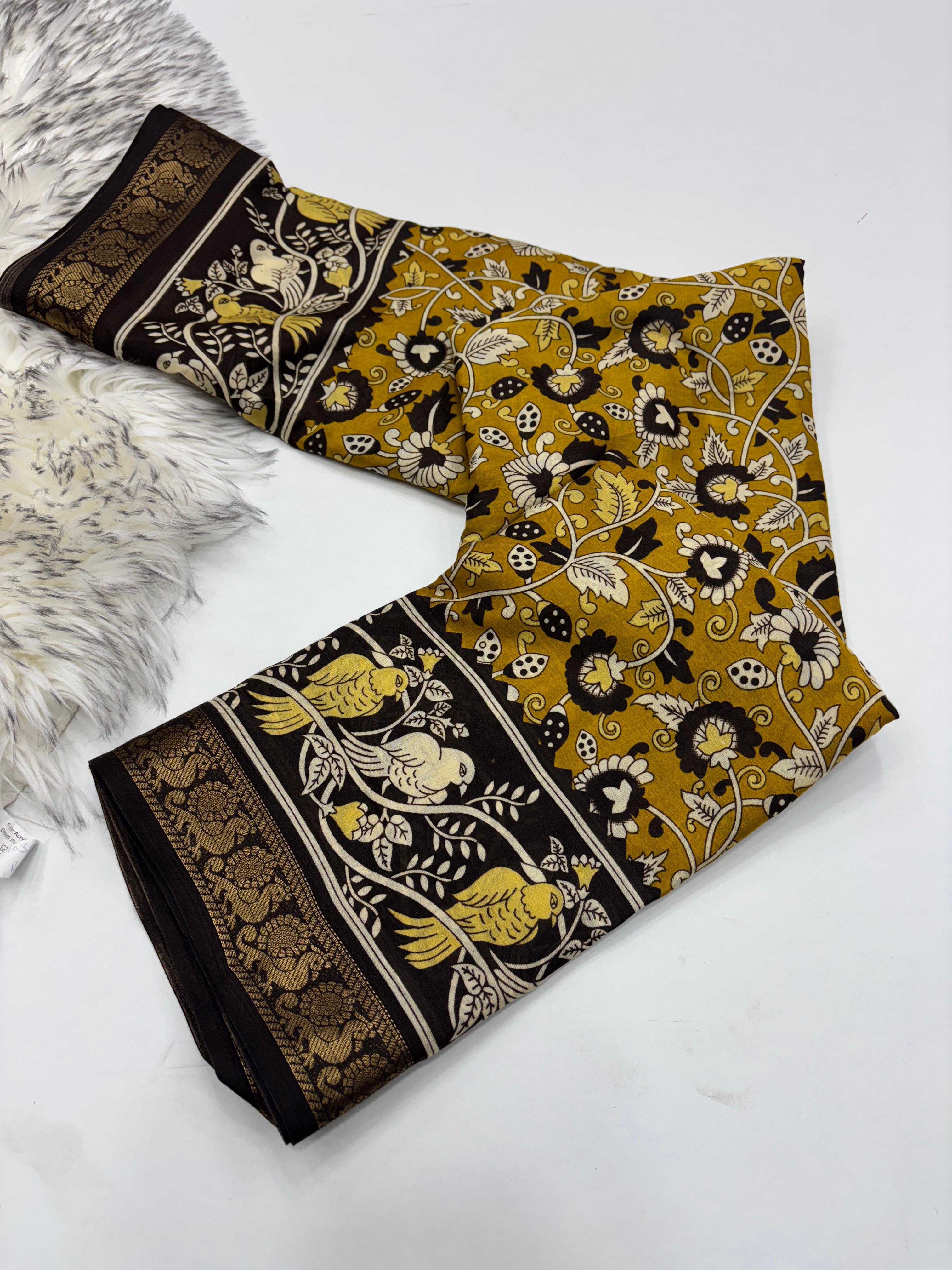 Dazzling Party Wear Pure Mangalkari Viscose Silk Print With Jacquard Work Rich Pallu Fancy Designer Saree For Women