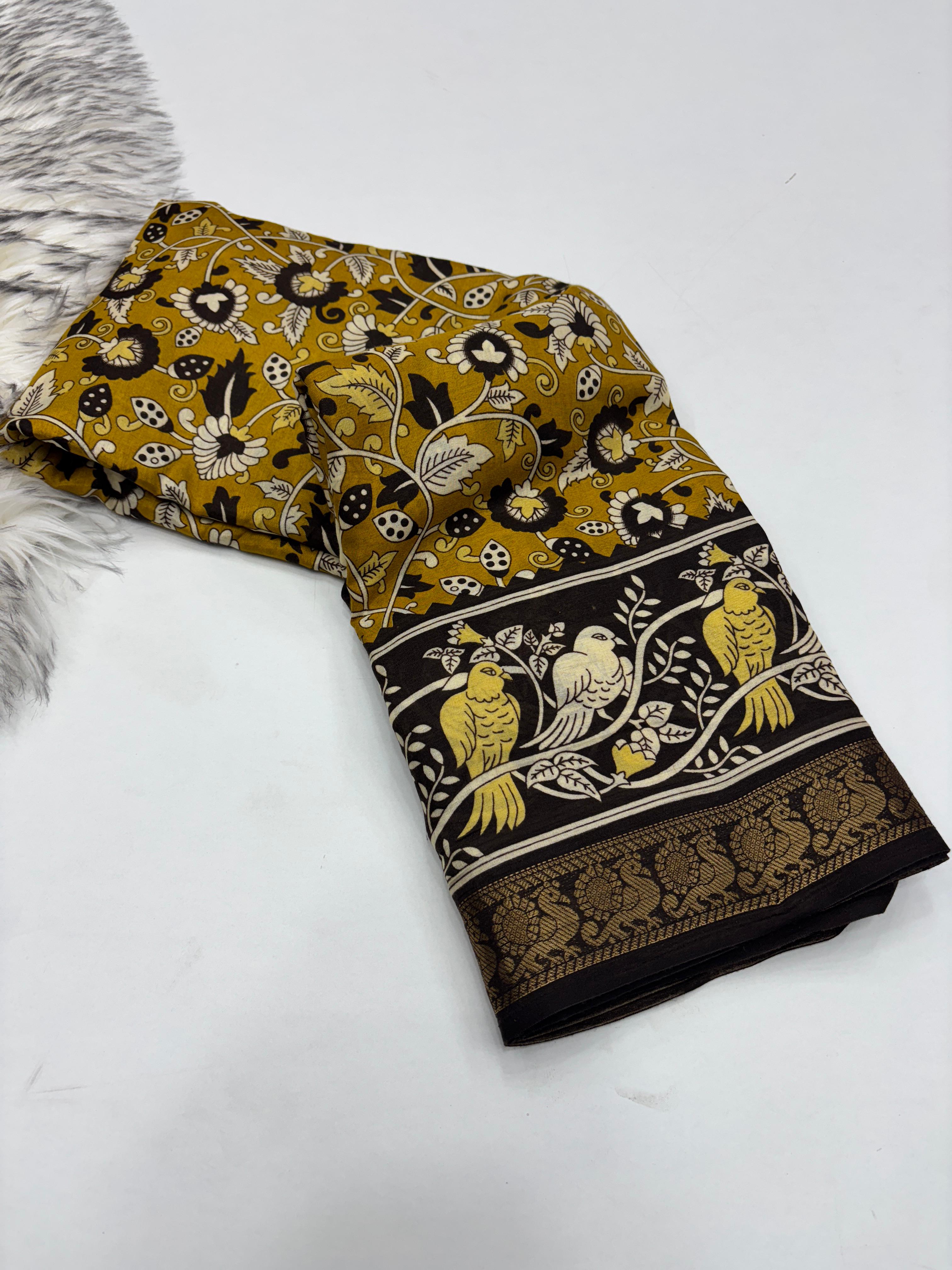 Dazzling Party Wear Pure Mangalkari Viscose Silk Print With Jacquard Work Rich Pallu Fancy Designer Saree For Women