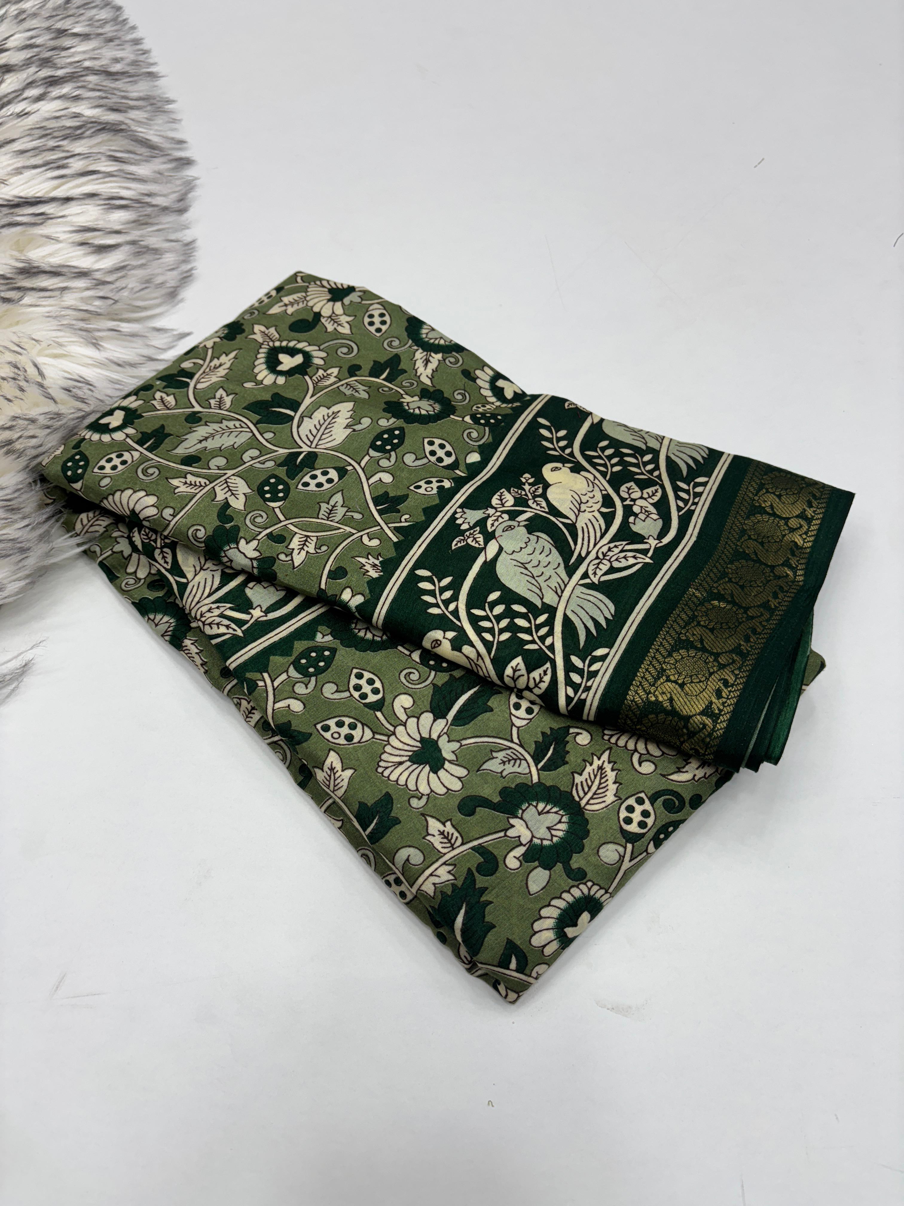 Dazzling Party Wear Pure Mangalkari Viscose Silk Print With Jacquard Work Rich Pallu Fancy Designer Saree For Women