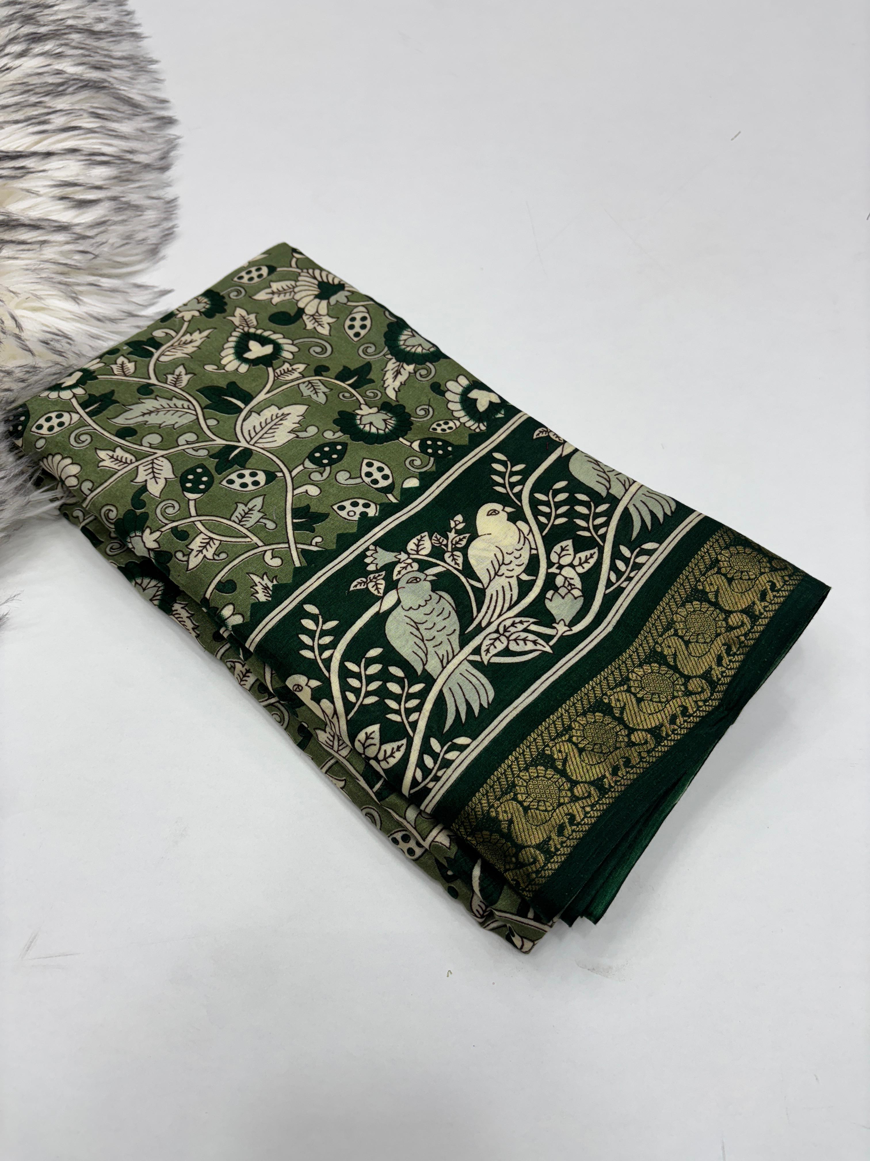 Dazzling Party Wear Pure Mangalkari Viscose Silk Print With Jacquard Work Rich Pallu Fancy Designer Saree For Women