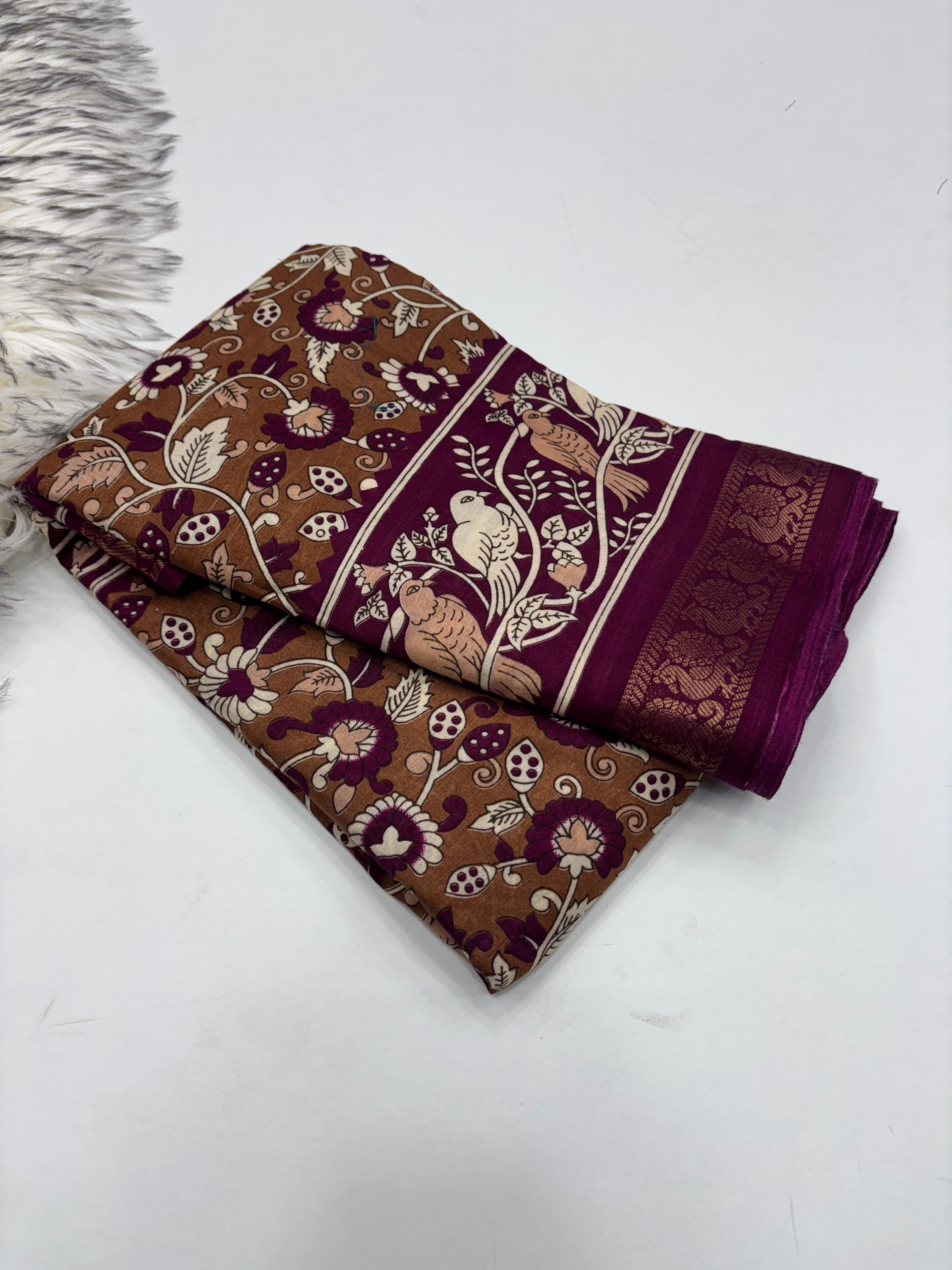 Dazzling Party Wear Pure Mangalkari Viscose Silk Print With Jacquard Work Rich Pallu Fancy Designer Saree For Women